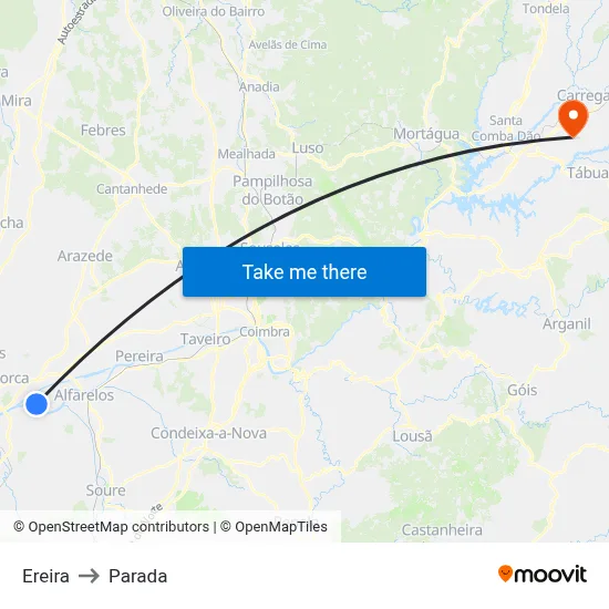Ereira to Parada map
