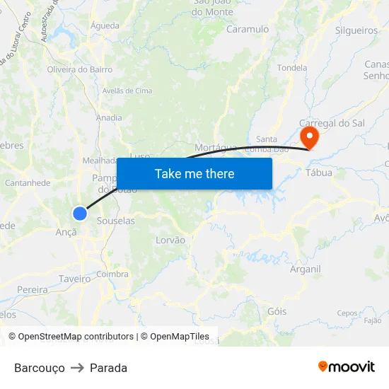 Barcouço to Parada map