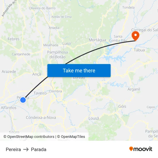 Pereira to Parada map