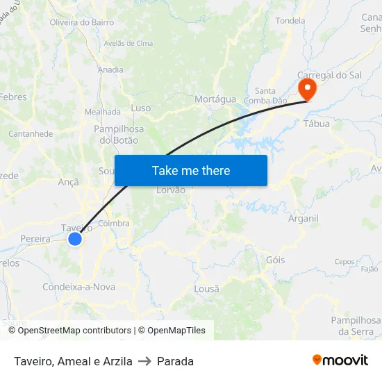 Taveiro, Ameal e Arzila to Parada map