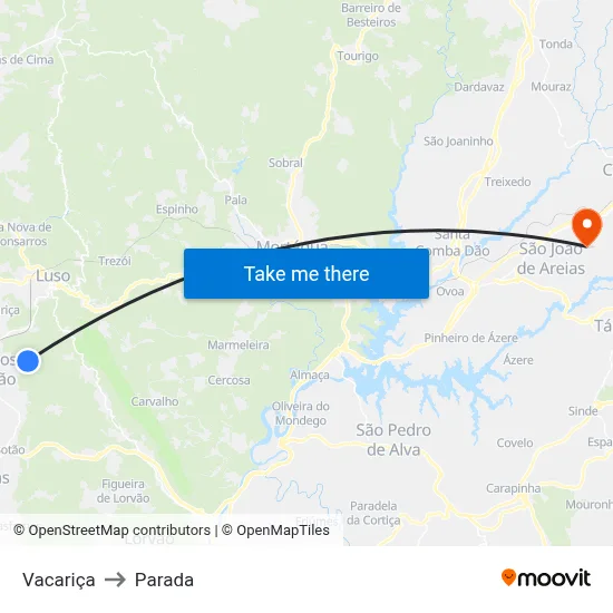 Vacariça to Parada map