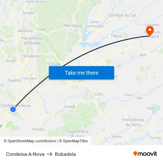 Condeixa-A-Nova to Bobadela map