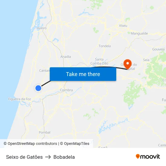 Seixo de Gatões to Bobadela map