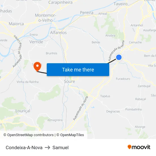 Condeixa-A-Nova to Samuel map