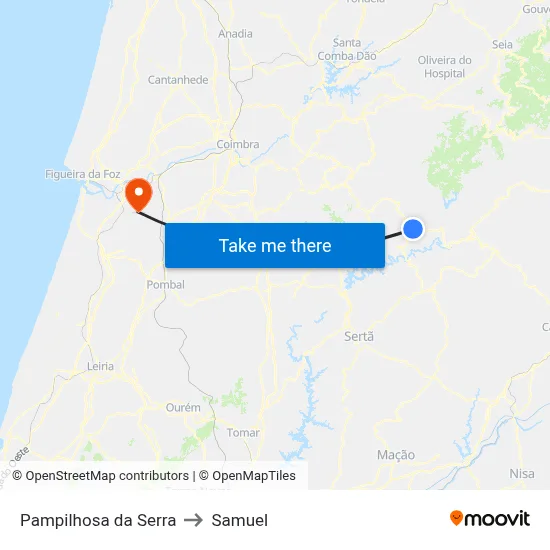 Pampilhosa da Serra to Samuel map