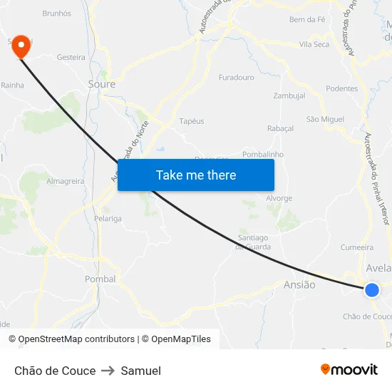 Chão de Couce to Samuel map