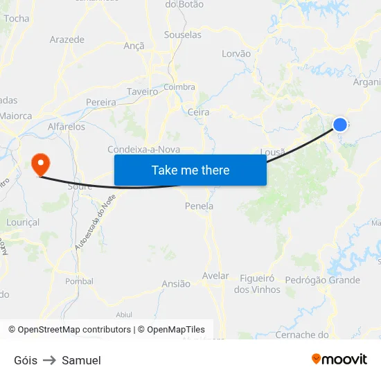 Góis to Samuel map
