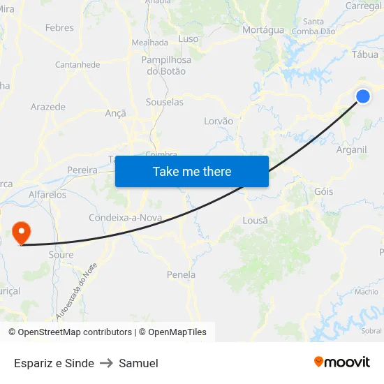 Espariz e Sinde to Samuel map