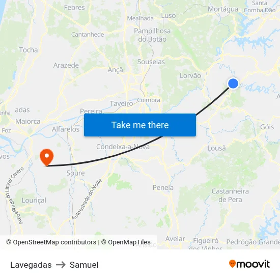 Lavegadas to Samuel map