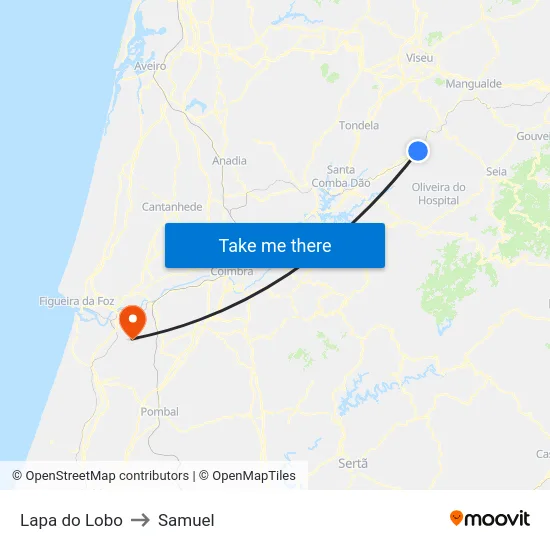 Lapa do Lobo to Samuel map