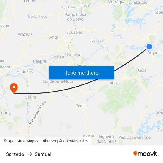 Sarzedo to Samuel map