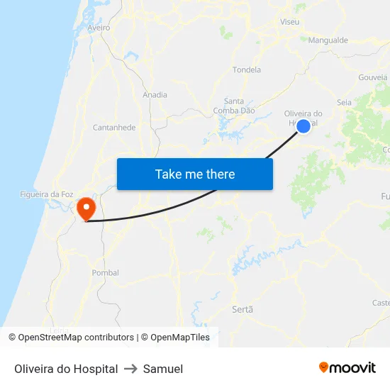 Oliveira do Hospital to Samuel map