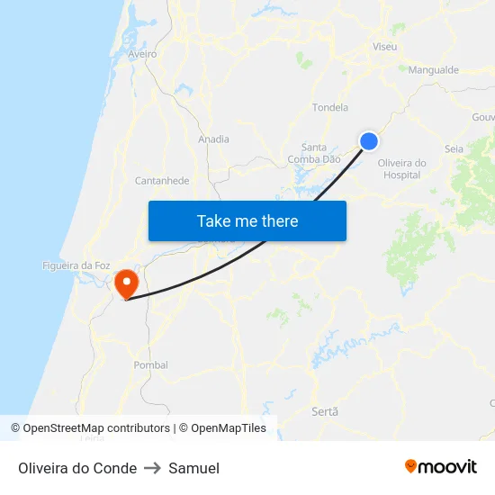 Oliveira do Conde to Samuel map