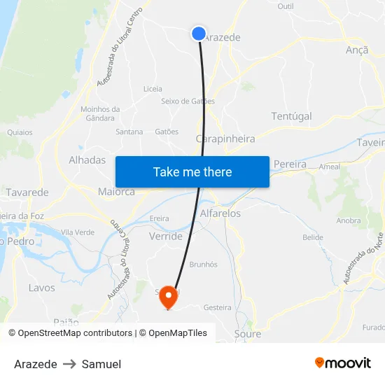 Arazede to Samuel map