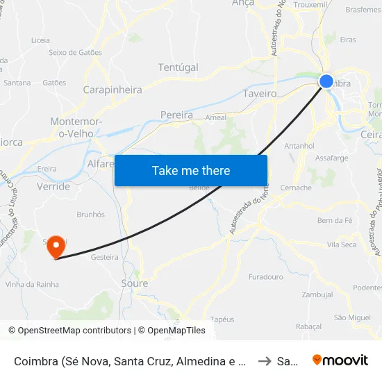 Coimbra (Sé Nova, Santa Cruz, Almedina e São Bartolomeu) to Samuel map