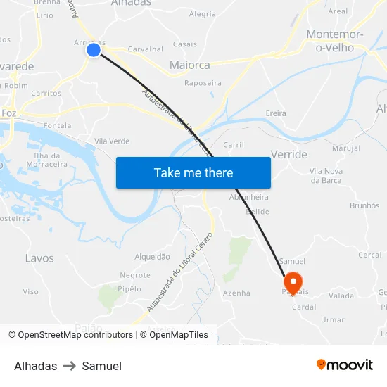 Alhadas to Samuel map