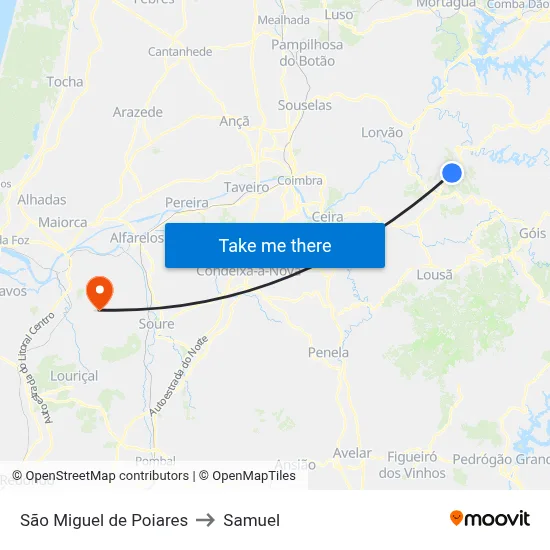 São Miguel de Poiares to Samuel map