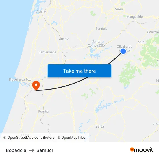 Bobadela to Samuel map