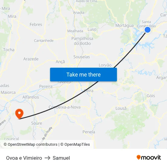 Ovoa e Vimieiro to Samuel map