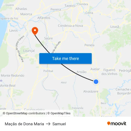 Maçãs de Dona Maria to Samuel map