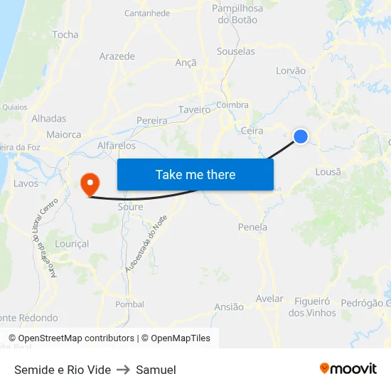 Semide e Rio Vide to Samuel map