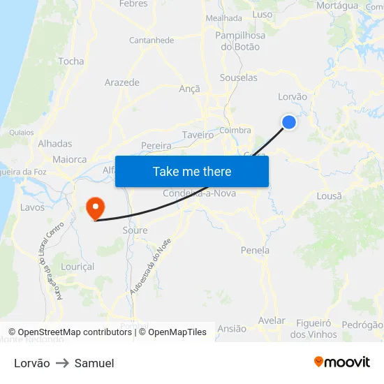 Lorvão to Samuel map