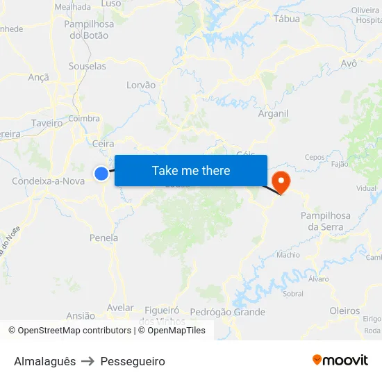 Almalaguês to Pessegueiro map