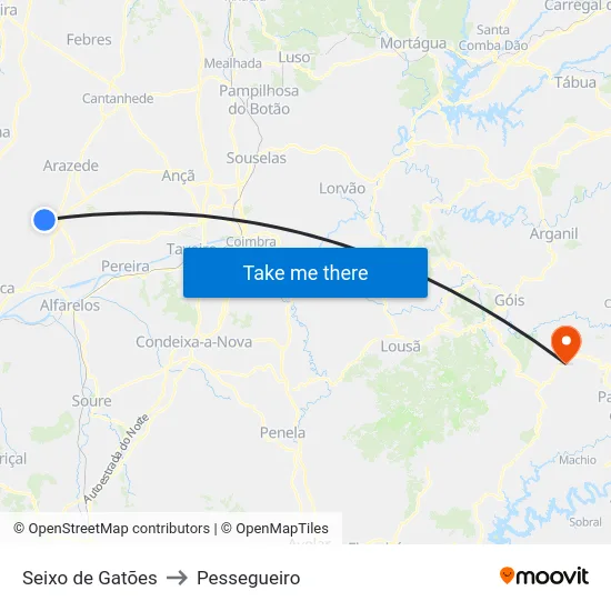 Seixo de Gatões to Pessegueiro map