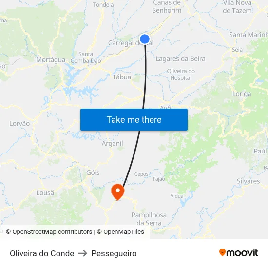 Oliveira do Conde to Pessegueiro map