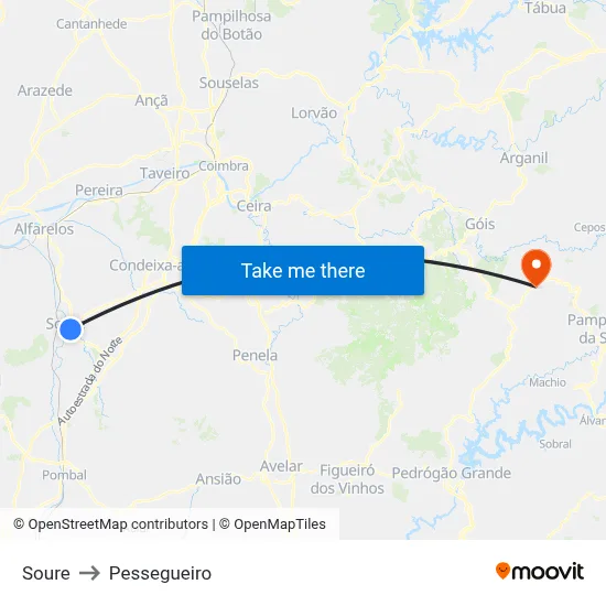 Soure to Pessegueiro map