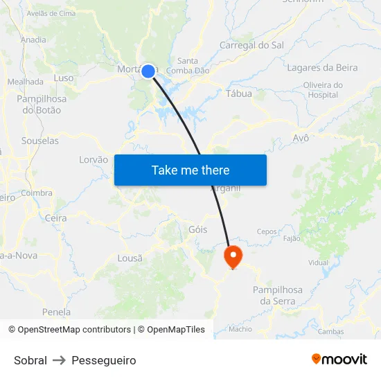 Sobral to Pessegueiro map