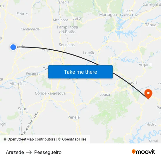 Arazede to Pessegueiro map