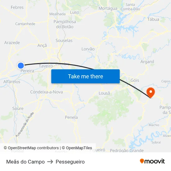 Meãs do Campo to Pessegueiro map