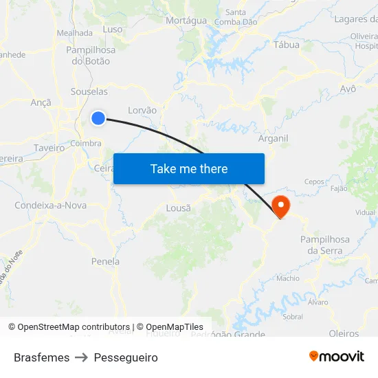 Brasfemes to Pessegueiro map