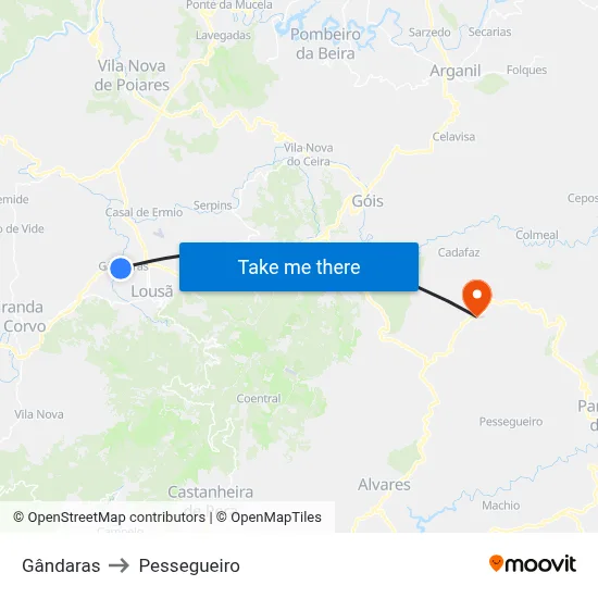 Gândaras to Pessegueiro map
