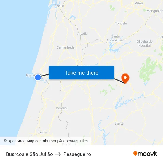 Buarcos e São Julião to Pessegueiro map
