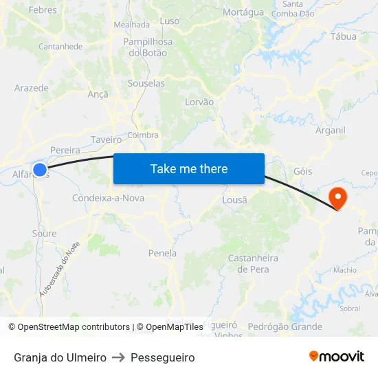 Granja do Ulmeiro to Pessegueiro map