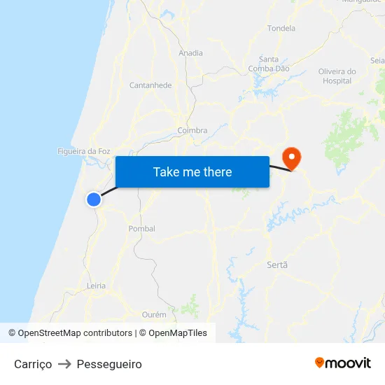 Carriço to Pessegueiro map