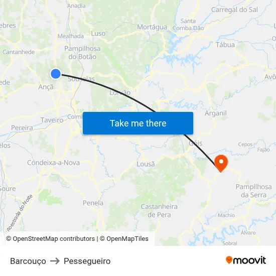 Barcouço to Pessegueiro map