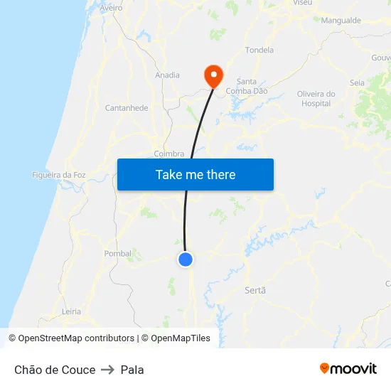Chão de Couce to Pala map