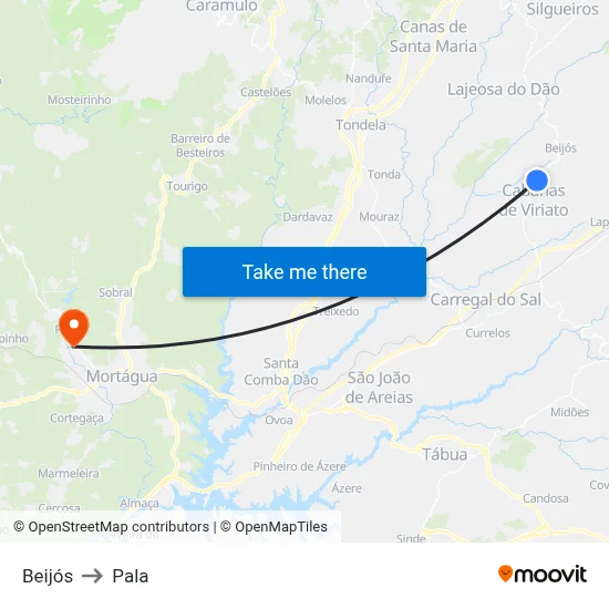 Beijós to Pala map