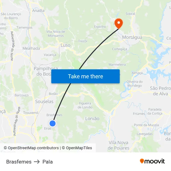 Brasfemes to Pala map