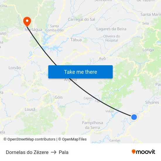 Dornelas do Zêzere to Pala map