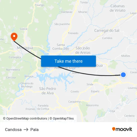 Candosa to Pala map