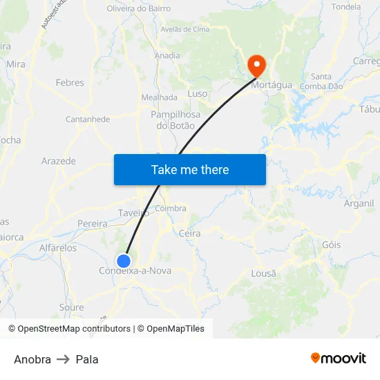 Anobra to Pala map