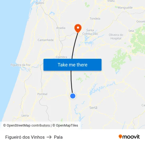 Figueiró dos Vinhos to Pala map