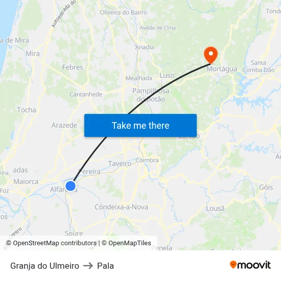 Granja do Ulmeiro to Pala map