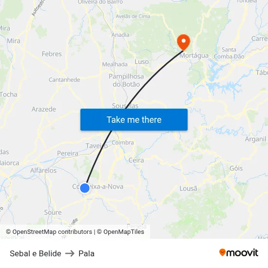 Sebal e Belide to Pala map