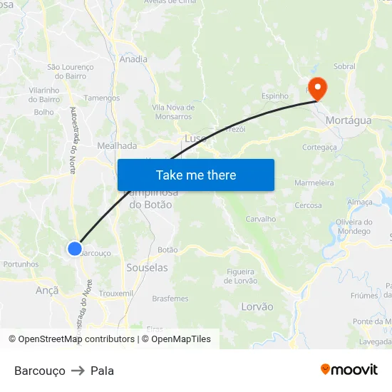 Barcouço to Pala map