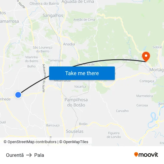 Ourentã to Pala map